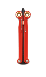 Baliyo by Spyderco butterfly style ink pen - shown closed obverse.  Red and black body.  Model YUS110.
For reference only.