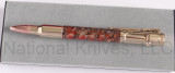 Finney Knives custom bullet ink pen with bolt action opener - shown closed.  Douglas Fir pinecone barrel.  Model FPEN1.
For reference only.