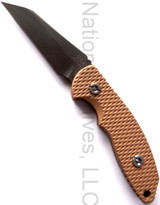 Rick Hinderer Knives FXM Wharncliffe Fixed Blade Knife, DLC Black 3.5" Plain Edge S35VN Blade, Coyote Brown G-10 Handle, Black Kydex Sheath