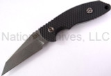 Rick Hinderer Knives FXM Spanto fixed blade knife - shown out of sheath reverse.  Stonewash S35VN stainless steel plain edge blade.  Black G-10 handle.  Model K6012000SP.