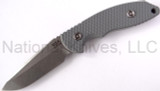 Rick Hinderer Knives FXM Spanto fixed blade knife - shown out of sheath reverse.  Stonewash S35VN stainless steel plain edge blade.  Battleship Grey G-10 handle.  Model K6012000SP.