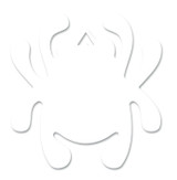 Spydeco Decal bug sticker - shown obverse.  White in color.  Model STK1.