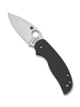 Spyderco Sage 5 Compression Lock folding knife with thumb hole - shown open presentation side.  Satin S30V stainless steel plain edge blade.  Black carbon fiber and G-10 laminate handle.  Model C123CFPCL.
For reference only.