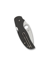 Spyderco Sage 5 Compression Lock folding knife with thumb hole - shown closed pocket clip side.  Satin S30V stainless steel plain edge blade.  Black carbon fiber and G-10 laminate handle.  Model C123CFPCL.
For reference only.