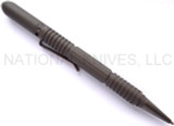 Rick Hinderer Knives Extreme Duty ink pen - shown with cap attached to back.  Earth Drab aluminum construction.  Model P5802004SM.
For reference only.