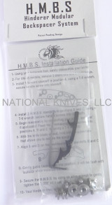 Rick Hinderer Knives Standard Hinderer Modular Backspacer System (HMBS) to fit XM-18 3.5" - shown in package obverse.  Black aluminum construction.  Model K450210400.