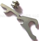 Rick Hinderer Knives Bottle Opener Hinderer Modular Backspacer System (HMBS) to fit XM-18 3.5" - shown not installed on knife.  Anodized light olive titanium construction.  Model K4502101BO.