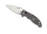 Spyderco Manix 2 Lightweight folding knife with thumb hole - shown open presentation side.  Maxamet steel plain edge blade.  Gray FRCP handle.  Model C101PGY2.