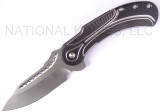 Todd Begg Knives Steelcraft Series Field Marshall folding knife - shown open presentation side.  Hand satin S35VN stainless steel plain edge blade.  Black and Silver titanium handle.  Model FM223.
For reference only.