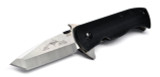 Emerson Knives CQC-7F SF Flipper Folding Knife, Satin 3.3" Plain Edge S35VN Blade, Black G-10 Handle, Emerson "Wave" Opener