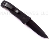 Emerson Knives CQC-7A BT folding knife with thumb disk - shown open pocket clip side.  Black 154CM stainless steel plain edge blade.  Black G-10 handle.  Model CQC-7A-BT.
For reference only.
