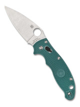 Spyderco Manix 2 Lightweight folding knife with thumb hole - shown open presentation side.  SPY 27 stainless steel plain edge blade.  Mineral Blue FRCP handle.  Model C101PCBL2.