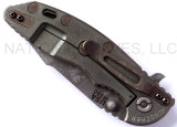 Rick Hinderer Knives Battlefield Pick Up XM-18 3.5" Harpoon Spanto folding knife with thumb stud and flipper tab - shown closed lock side.  M390 stainless steel plain edge blade.  OD green G-10 handle with titanium lock side.  Model K25520SP00.
For reference only.