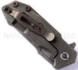Rick Hinderer Knives Battle Field Pickup Half Track folding knife with flipper tab - shown closed lock side.  S35VN stainless steel plain edge blade.  Smooth titanium handle.  Model K20090SPBF.
For reference only.