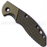 Rick Hinderer Knives 3.5" XM-18 "Bolstered" G-10 handle scale - obverse shown.  OD Green - Black in color.
For reference only.