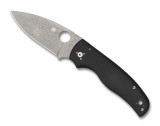 Spyderco Shaman Folding Knife C229GP Stonewash 3.58" Plain Edge Blade Black G-10