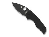 Spyderco Lil' Native folding knife with thumb hole - shown open presentation side.  Black S30V stainless steel plain edge blade.  Black G-10 handle.  Model C230GPBBK.