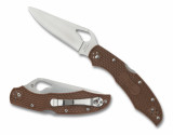 Byrd Knives Cara Cara 2 folding knife with thumb slot - shown both open presentation side and closed pocket clip side. Satin 8Cr13MoV stainless steel plain edge blade. Brown FRN handle. Model BY03PBN2.
Byrd Knives Cara Cara 2 folding knife with thumb slot - shown both open presentation side and closed pocket clip side. Satin 8Cr13MoV stainless steel plain edge blade. Brown FRN handle. Model BY03PBN2.