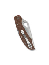 Byrd Knives Cara Cara 2 folding knife with thumb slot - shown closed pocket clip side.  Satin 8Cr13MoV stainless steel plain edge blade.  Brown FRN handle.  Model BY03PBN2.
FOR REFERENCE ONLY.
