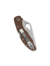 Byrd Knives Meadowlark 2 folding knife with thumb slot - shown closed pocket clip side.  Satin 8Cr13MoV stainless steel plain edge blade.  Brown FRN handle.  Model BY04PBN2.
For reference only.