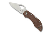 Byrd Knives Robin 2 folding knife with thumb slot - shown open presentation side.  Satin 8Cr13MoV stainless steel plain edge blade.  Brown FRN handle.  Model BY10PBN2.
For reference only.