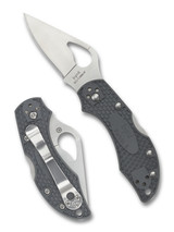 Byrd Knives Robin 2 folding knife with thumb slot - shown both open presentation side and closed pocket clip side. Satin 8Cr13MoV stainless steel plain edge blade. Gray FRN handle. Model BY10PGY2. Byrd Knives Robin 2 folding knife with thumb slot - shown both open presentation side and closed pocket clip side. Satin 8Cr13MoV stainless steel plain edge blade. Gray FRN handle. Model BY10PGY2.