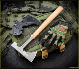 RMJ Tactical Loggerhead Tomahawk Tungsten Cerakote 80CRV2 Brown Handle w/Sheath