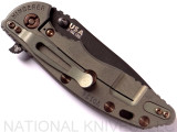 Rick Hinderer Knives Vintage Series XM-18 3.5" Spear Point folding knife with thumb stud and flipper tab - shown closed lock side.  Black O-1 steel plain edge blade.  Textured Walnut handle with Battle Green lock side.  Model K2082SWPK.
For reference only.