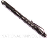 Rick Hinderer Knives Extreme Duty ink pen - shown with cap on.  Spiral polished OD green aluminum construction.  Model P58022A4OD.