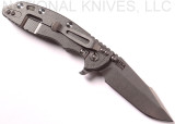 Rick Hinderer Knives XM-18 Harpoon Spanto Folding Knife, Stonewashed 3.5" Plain Edge CPM-S35VN Blade, Stonewashed Lockside, Translucent Green G-10 Handle - Tri-Way Pivot