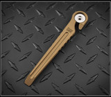 RMJ Tactical Tusk Prybar multitool - presentation side shown. Burnt Bronze Cerakote 3V steel construction. Model K-TU-BB. RMJ Tactical Tusk Prybar multitool - presentation side shown. Burnt Bronze Cerakote 3V steel construction. Model K-TU-BB.