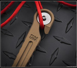 RMJ Tactical Tusk Prybar multitool - close up of cord cutter presentation side shown.  Burnt Bronze Cerakote 3V steel construction.  Model K-TU-BB.