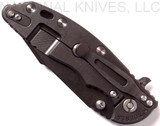 Rick Hinderer Knives XM-18 3.5" Harpoon Spanto folding knife with thumb stud and flipper tab - shown closed lock side.  Black stonewash S35VN stainless steel plain edge blade.  Blue - black G-10 handle with stonewash black lock side.  Model K2552SGD00.