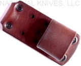 RMJ Tactical Custom Raven tomahawk - leather belt loop shown obverse.  80CRV2 steel plain edge head.  Black cord-wrapped handle.
For reference only.