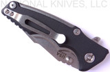 Rick Hinderer Knives Eklipse 3.0" Harpoon Spanto folding knife with thumb stud and flipper tab - shown closed pocket clip side.  Stonewash S35VN stainless steel plain edge blade.  Black G-10 handle with stonewash titanium.  Model K40441SGS00.