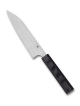 Spyderco Culinary Murray Carter Wakiita Funayuki kitchen knife - obverse shown.  Satin CTS-BD1N stainless steel plain edge blade.  Black G-10 handle.  Model K16GP.