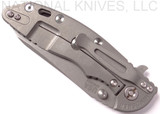 Rick Hinderer Knives Skinny XM-18 3.5" Sheepsfoot folding knife with thumb stud and flipper tab - shown closed lock side.  Working Finish 20CV stainless steel plain edge blade.  FDE G-10 handle with Working Finish lock side.  Model K2525SGS00.