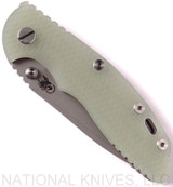 Rick Hinderer Knives XM-18 Spearpoint Non-Flipper Folding Knife, Working Finish 3.5" Plain Edge 20CV Blade, Working Finish Lockside, Translucent Green G-10 Handle - Tri-Way Pivot
