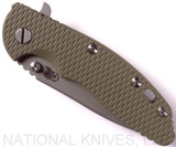 Rick Hinderer Knives XM-18 Slicer Folding Knife, Working Finish 3.5" Plain Edge 20CV Blade, Working Finish Lockside, Olive Drab G-10 Handle - Tri-Way Pivot