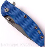 Rick Hinderer Knives XM-18 Slicer Folding Knife, Working Finish 3.5" Plain Edge 20CV Blade, Working Finish Lockside, Blue G-10 Handle - Tri-Way Pivot