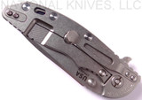 Rick Hinderer Knives XM-18 3.5" Spanto folding knife with thumb stud and flipper tab - shown closed lock side.  Stonewash 20CV stainless steel plain edge blade.  Blue G-10 handle with stonewash lock side.  Model K2002SGS00.