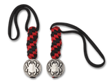 Spyderco Lanyard BEAD5LY - Flat Solid Pewter Bead - Black & Red Paracord -Single