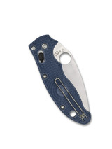 Spyderco Manix 2 Lightweight folding knife with thumb hole - shown closed pocket clip side.  S110V stainless steel plain edge blade.  Dark blue FRCP handle.  Model C101PDBL2.