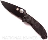 Spyderco Tenacious Lightweight Knife C122PSBBK Black Combo Edge Blade Black FRN