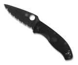 Spyderco Tenacious Lightweight Knife C122SBBK Black Serrated Blade Black FRN