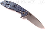 Rick Hinderer Knives XM-18 Spear Point Folding Knife, Stonewashed 3.5" Plain Edge 20CV Blade, Anodized Blue Lockside, Blue - Black G-10 Handle - Tri-Way Pivot