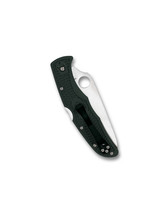 Spyderco Endura 4 folding knife with thumb hole - shown closed pocket clip side.  Satin ZDP-189 steel plain edge blade.  British Racing Green FRN handle.  Model C10PGRE.
For reference only.