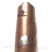 Rick Hinderer Knives Investigator ink pen - close up of cap.  Battlefield Pick Up stainless steel construction.  Model P5801002BF.
For reference only.
