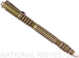 Rick Hinderer Knives Investigator ink pen - shown with cap on.  Spiral Battled OD Green aluminum construction.  Model P58012H4ODB.
