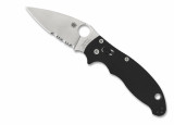 Spyderco Manix 2 folding knife with thumb hole - shown open presentation side.  S30V stainless steel combo edge blade.  Black G-10 handle.  Model C101GPS2.